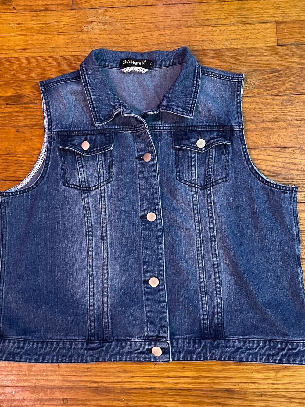 Allegra K Indigo Denim Jacket Vest